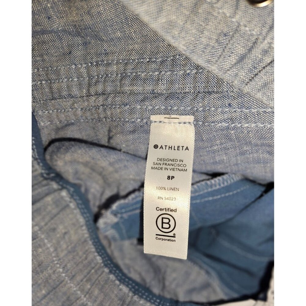 Athleta Blue Cabo Linen Joggers Athleisure Loungewear Women Size 8 PETITE - Picture 8 of 9